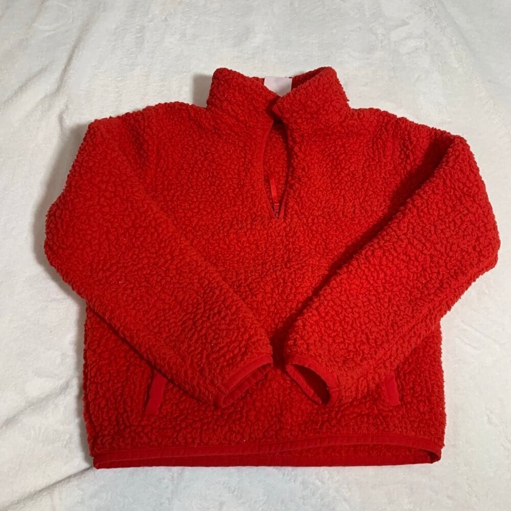 5/$25 Wondershop Sherpa Fleece Pullover Kids S 6/7 Red Quarter Zip Teddy‎ Jacket